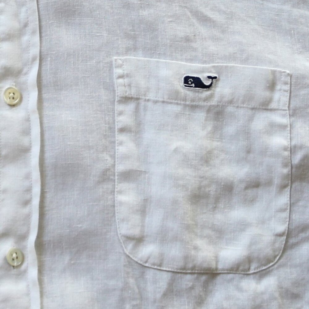 Vineyard Vines Shirt Men's L White Linen Classic Fit Long Sleeve Button Down - Picture 3 of 10